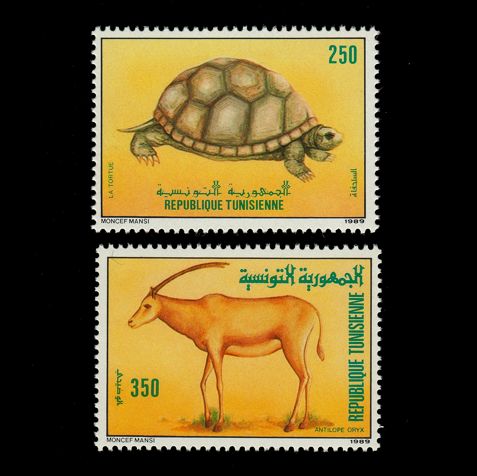 แสตมป์ตูนิเซีย ชุด TORTOISE - ANIMALS ปี 1989 - TUNISIA