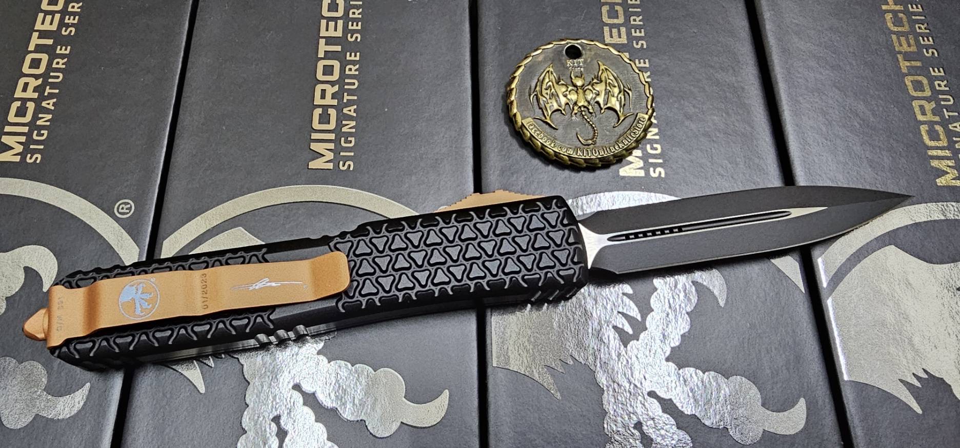 MICROTECH TRI-GRIP ULTRATECH "EKNIVES EKCLUSIVE" COPPER CERAKOTE OTF KNIFE 3.4" DAGGER