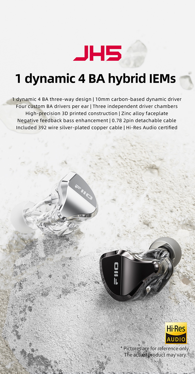 FiiO Jade Audio JH5 หูฟัง IEMs Hybrid 5 ไดรเวอร์ 1DA+4BA รองรับ Hi-Res ประกันศูนย์ไทย