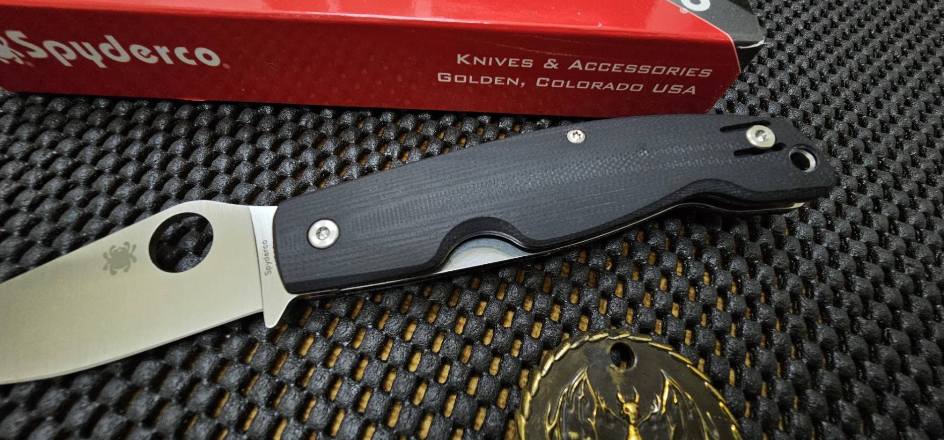 Spyderco Pattadese Liner Lock Knife Black G-10 (3.2" Satin M390) (Discontinued)