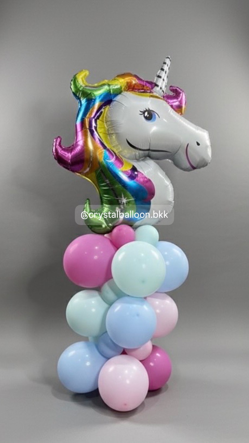 ลูกโป่งวันเกิดเด็ก ฟอยล์หัวยูนิคอร์น ตั้งฐาน 1 ชิ้น , ลูกโป่งสามารถเปลี่ยนสีได้