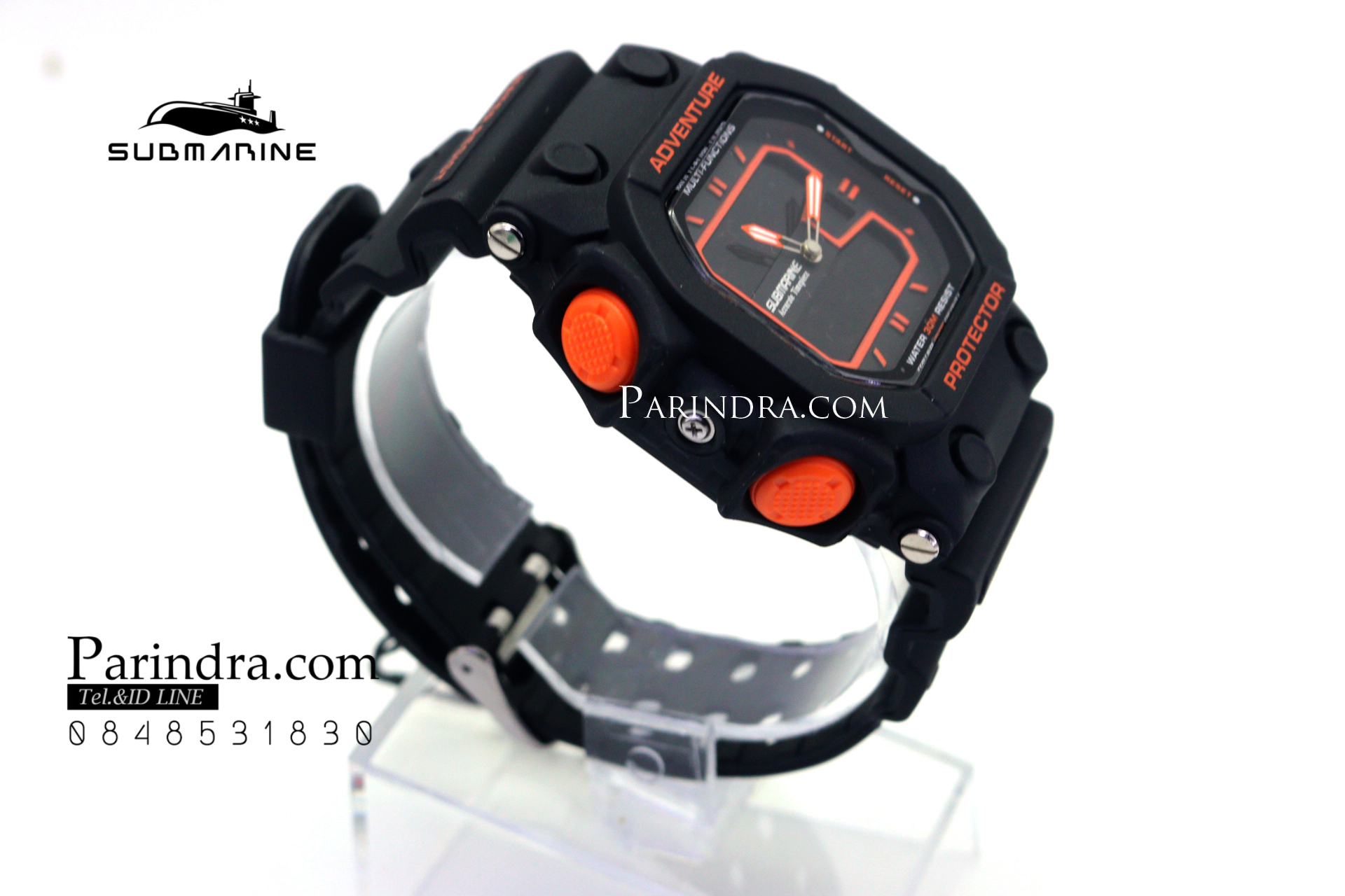 นาฬิกา US submarine รุ่น TP3134M สีดำตัดส้ม จอดำ