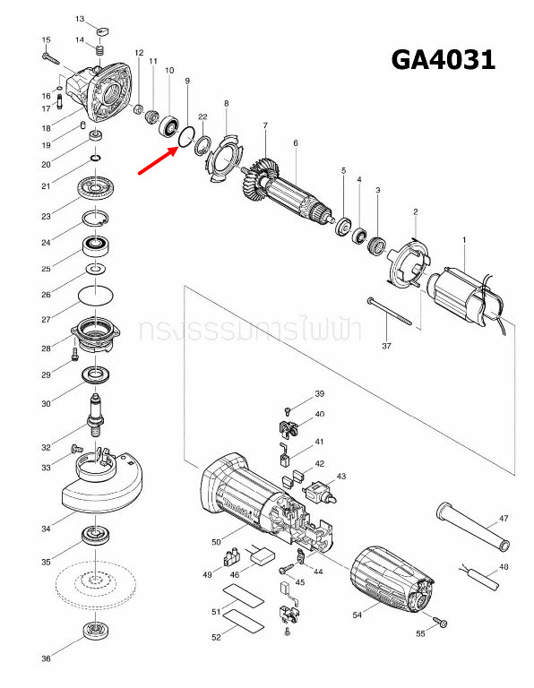 โอริง หินเจียร Makita MT904 [#5], GA4030, GA4031, 9553NB,9556,NB,HN,HP [#9], MT958 [#10] Pn.213445-5 (แท้)(*)