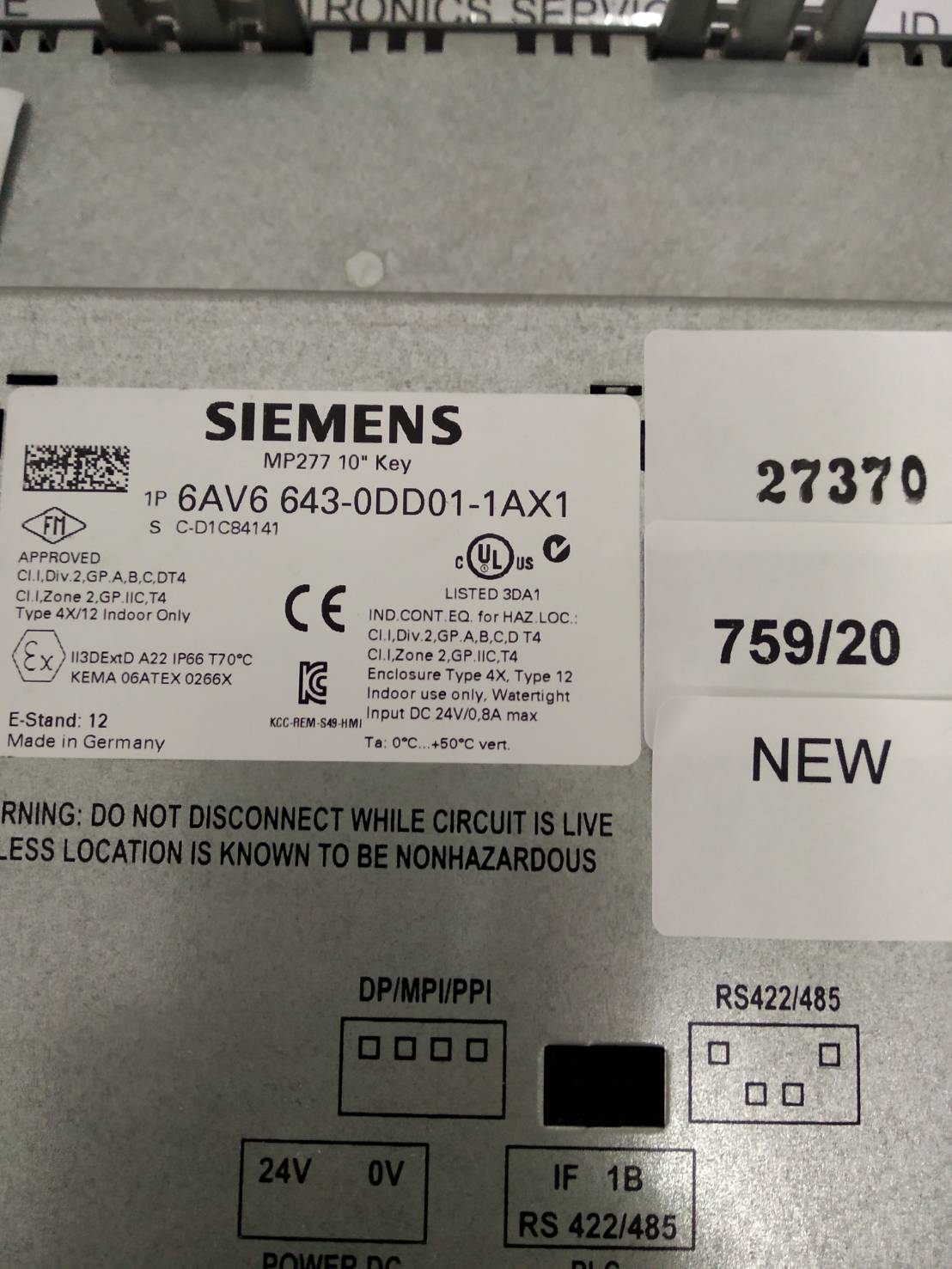6AV6 643-0DD01-1AX1 HMI " SIEMENS "