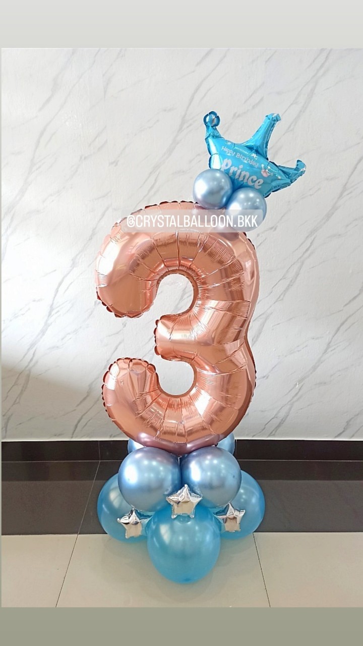 ลูกโป่ง วันเกิดเด็ก ฟอยล์ตัวเลข ขนาด 40" ตั้งฐาน พร้อมตกแต่ง สามารถเปลี่ยนสีลูกโป่ง/เปลี่ยนสี-ฟอยล์ตัวเลข/เปลี่ยนฟอยล์ตกแต่งได้