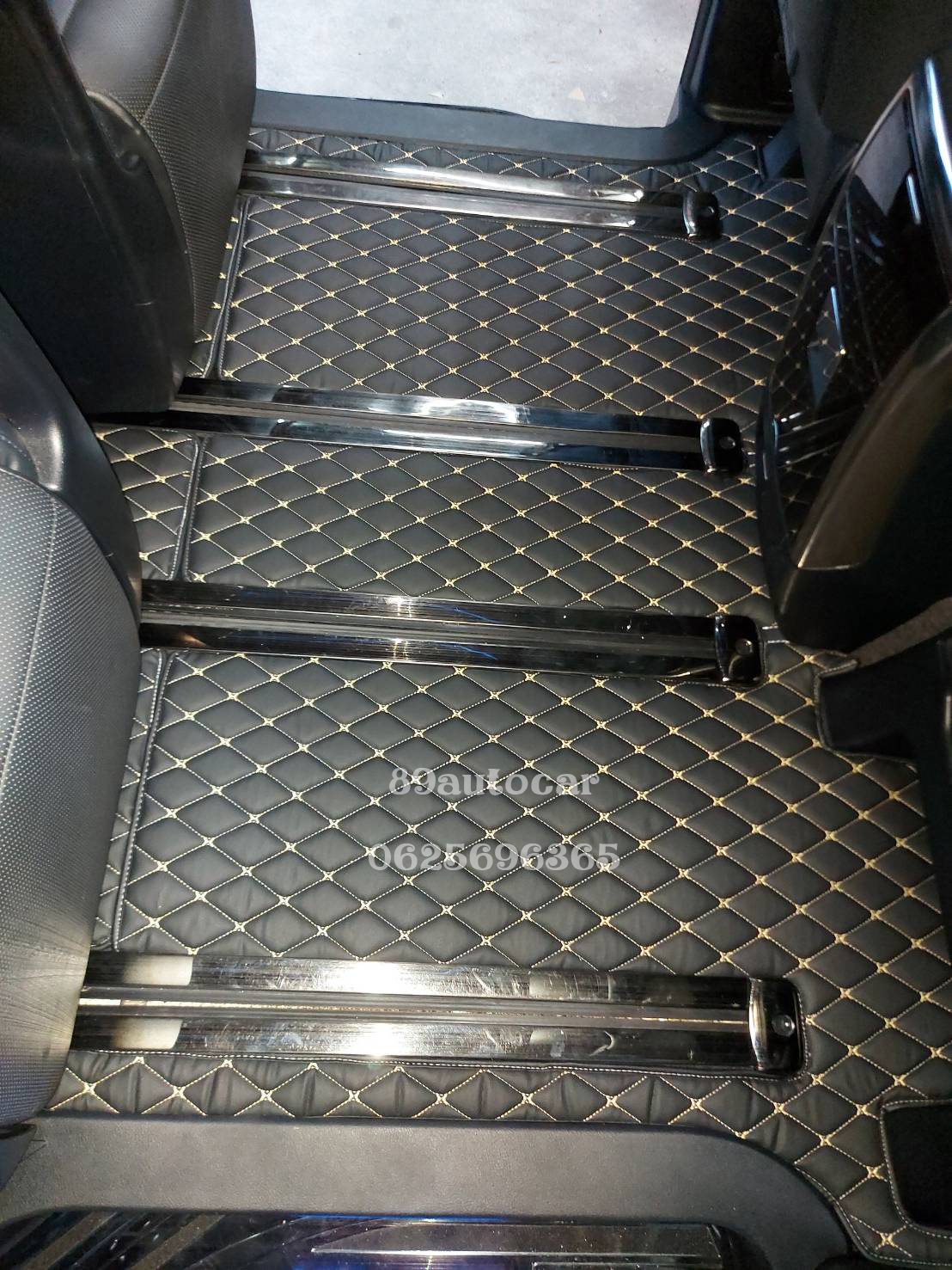 พรมรถตู้ Toyota vellfire 2021-2022 ปูพรม6D สีดำด้ายทอง เต็มคัน