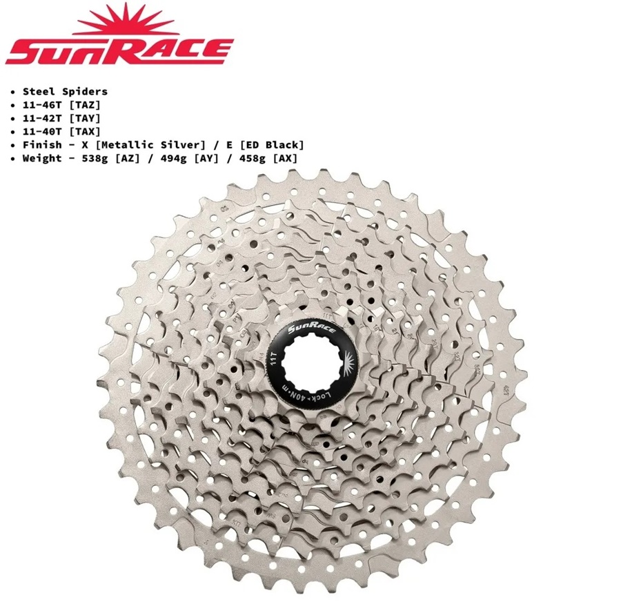 สเตอร์หลัง SUNRACE 10 สปีด CSMS2 CASSETTE MTB 11-40 WIDE RANGE