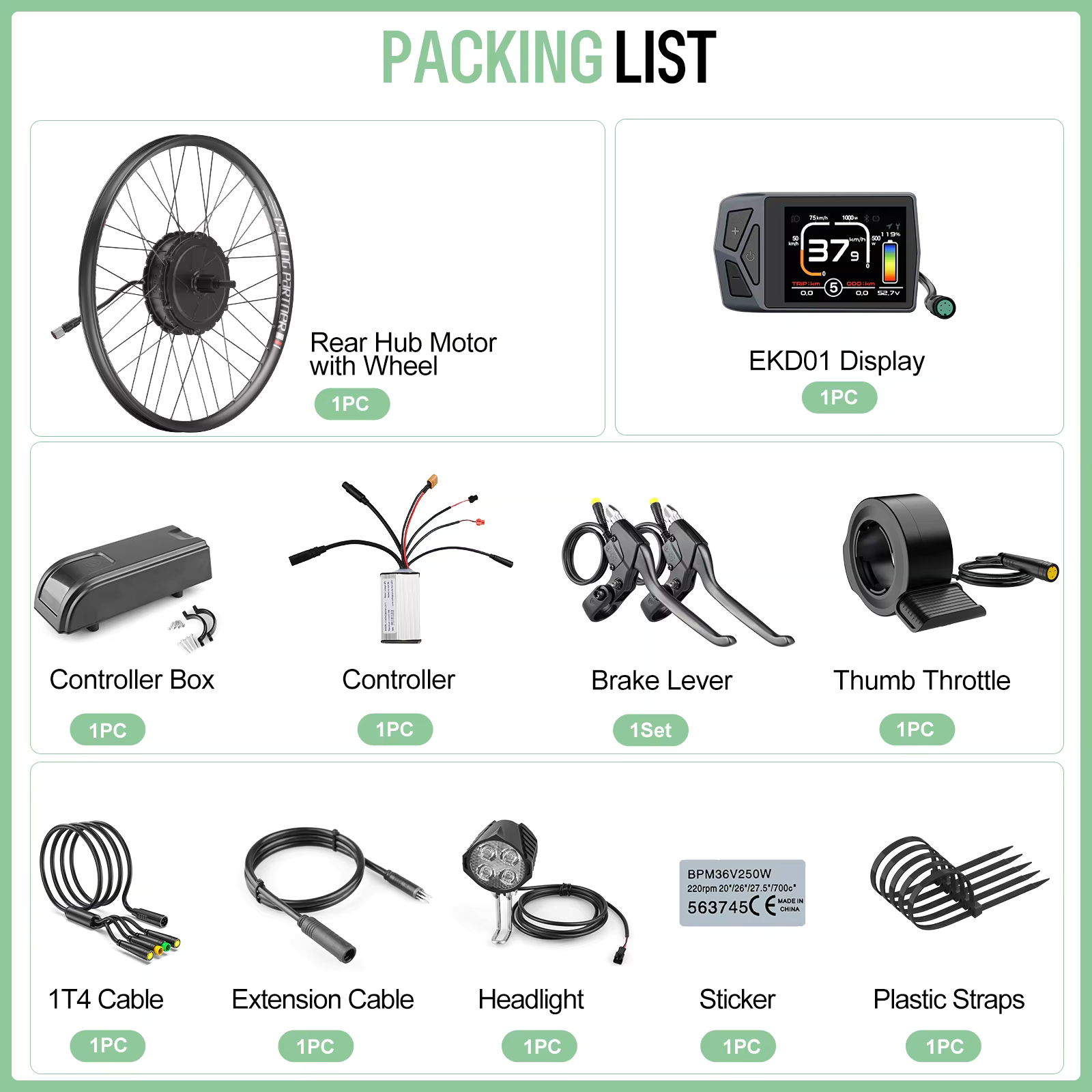 BAFANG Ebike Conversion Kit 48V | 500W / 750W | ล้อ 26"-29" | มอเตอร์ล้อหน้า-หลัง | Brushless Hub Motor | IPX5 กันน้ำ | LCD Display