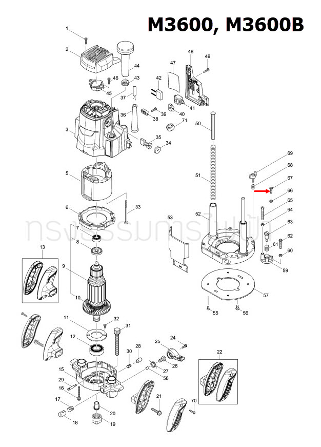 HEX. BOLT M5X16 เราท์เตอร์ Maktec มาคเทค, Makita มากีต้า MT360, MT362, M3600, M3600B [#67] Pn.265515-6 (แท้) ##