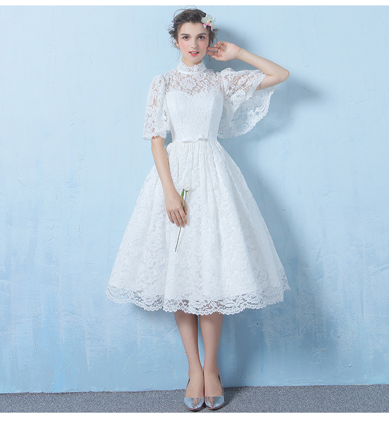 พร้อมส่ง เดรสขาว พรีเวดดิ้ง สวยหวาน ลูกไม้ (ซิปหลัง)