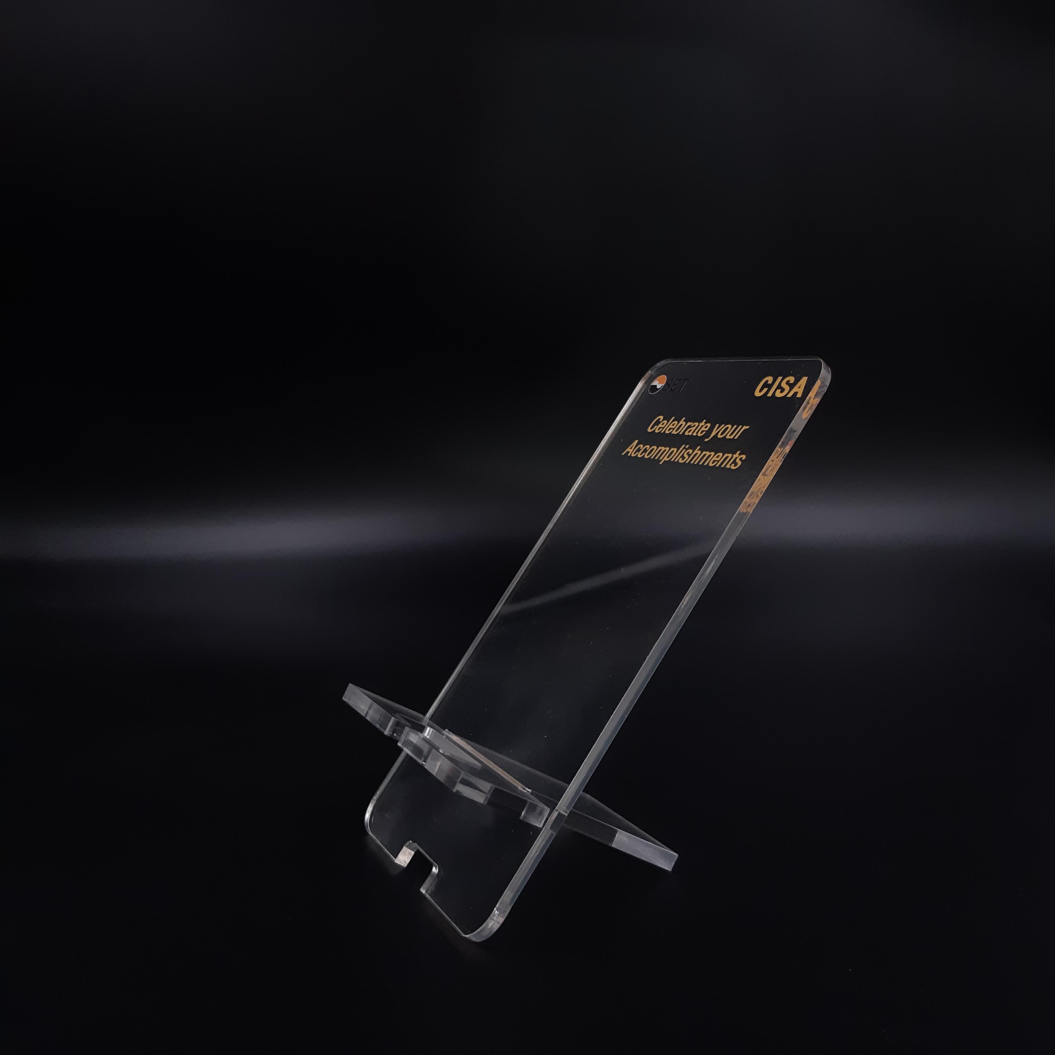 พิมพ์ UV แท่นวางโทรศัพท์อะคริลิค พร้อมกล่อง