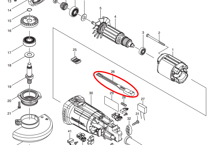 ก้านกด สวิทช์ หินเจียร Maktec MT90 [#26] Pn.4525018 (แท้) ##