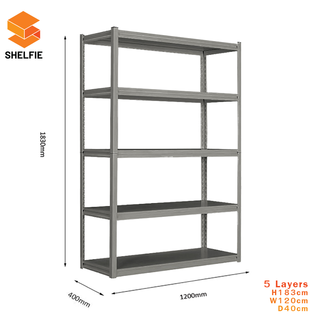 ชั้นเหล็ก 5 ชั้น : ขนาด ส183 xก120 x ล40 ซม.