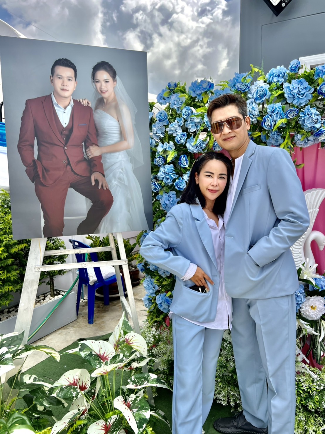 พร้อมเช่า สูทสีฟ้าพาสเทล Dusty Blue สูทเพื่อนเจ้าบ่าว ไม่มีเสื้อกั๊ก