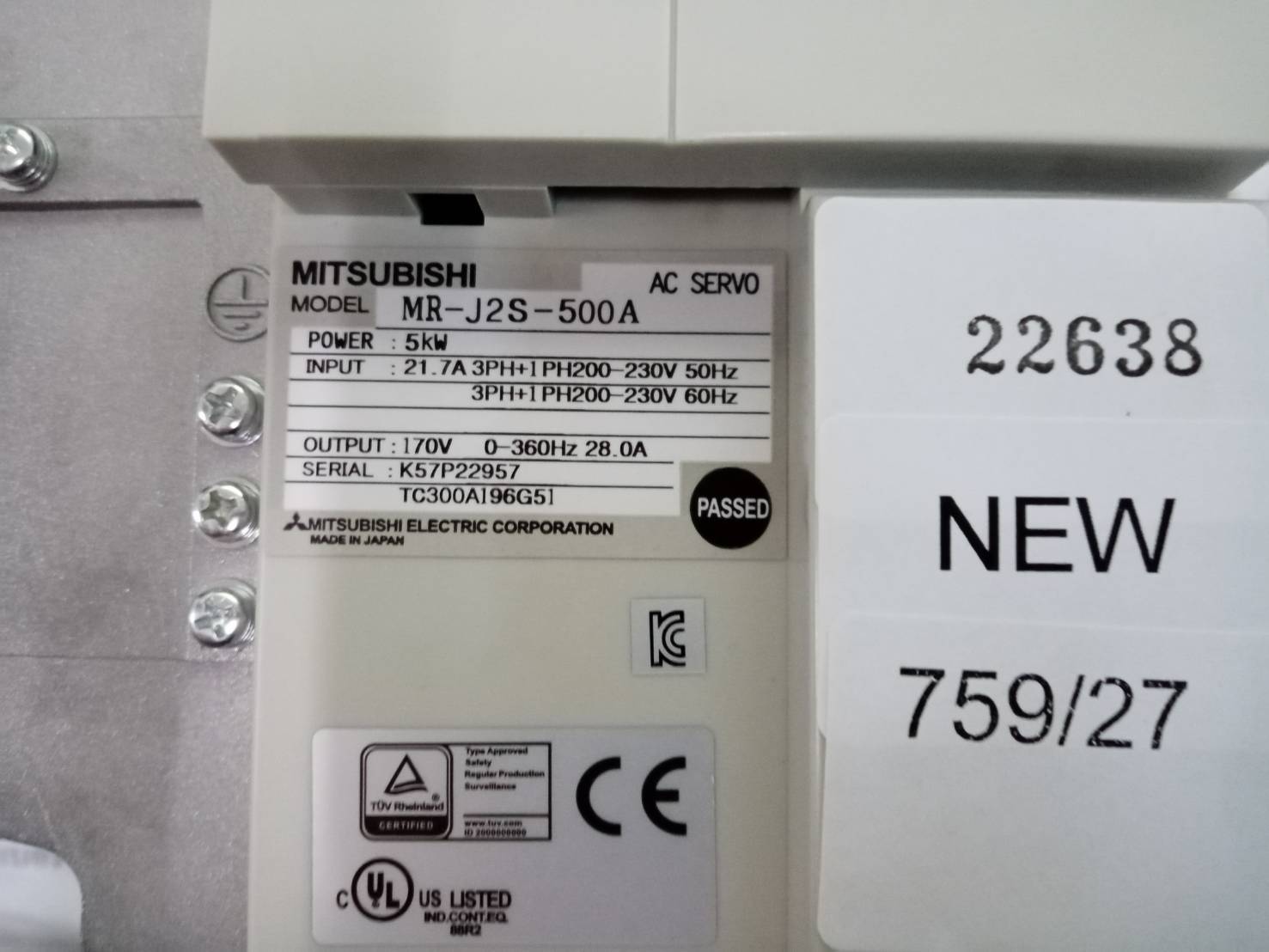 SERVO DRIVE “ MITSUBISHI ” รุ่น MR-J2S-500A