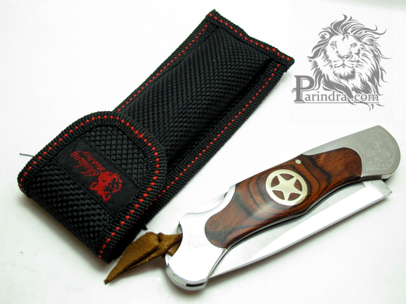 มีดแสตนเลส COLUMBIA S287 ด้ามไม้ฝังดาวห้าแฉกทองเหลือง