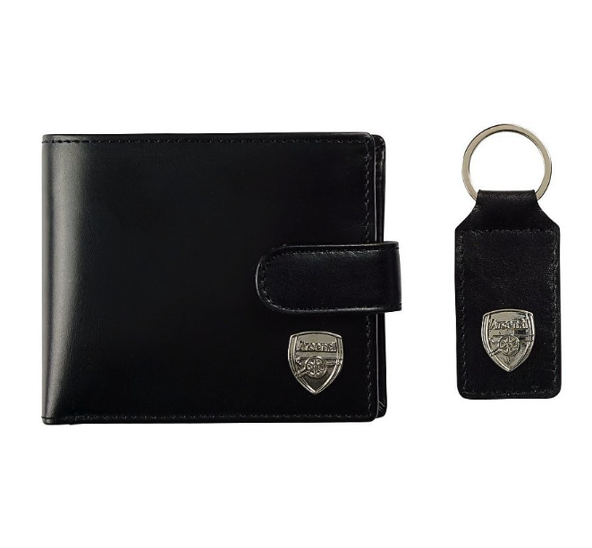 กระเป๋าสตางค์พวงกุญแจอาร์เซนอล Leather Wallet & Keyring สีดำของแท้