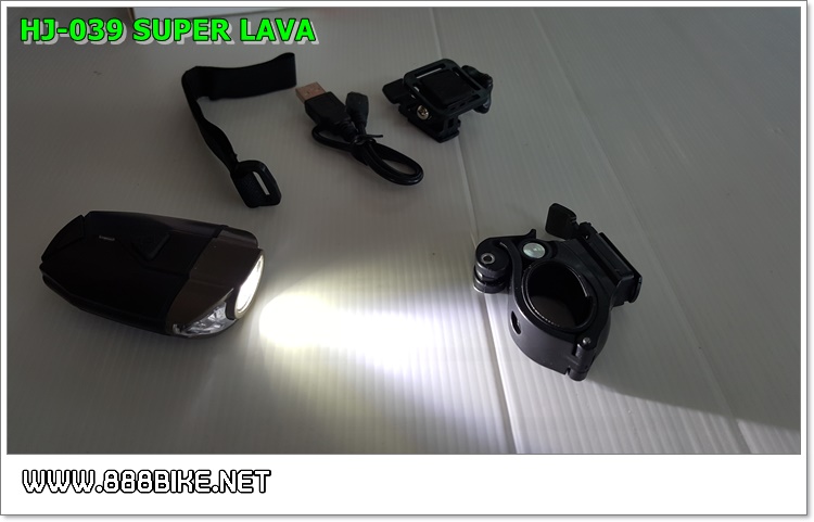 ไฟหน้า SUPERL LAVA ,HJ-039 3W ชาร์จ USB (มีอุปกรณ์ติดหมวก)