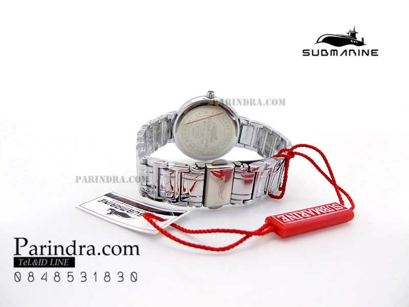 นาฬิกา US submarine รุ่น J123L สายสแตนเลสีเงิน หน้าปัดสีดำตัวเลขสีชมพู