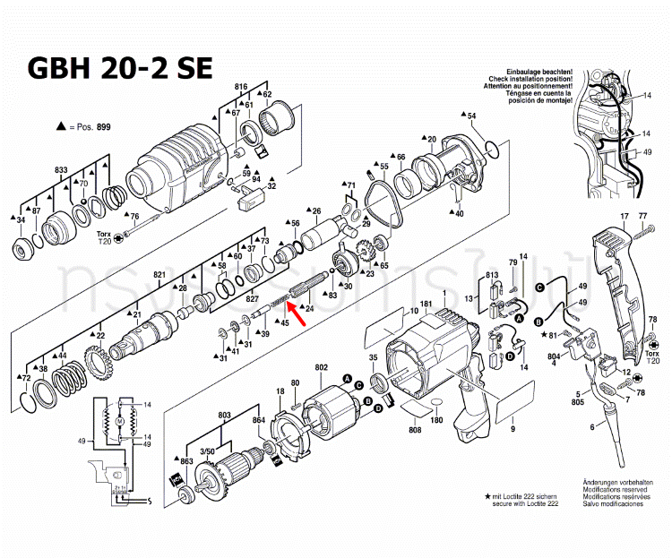 สปริงกด สว่านโรตารี่ Bosch บอช GBH 2-20 SE [#45] Pn.1614614001 (แท้-สั่ง)