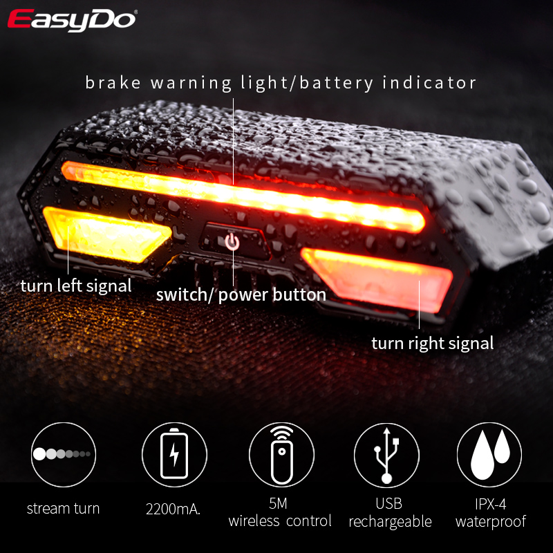 ไฟท้ายเลเซอร์ มีไฟเลี้ยวมีรีโมท EASYDO ED-3115 REMOTE TURN SIGNAL TAIL LIGHT 85 ลูเมน กันน้ำได้ มีไฟเลี้ยว ชาร์ USD.