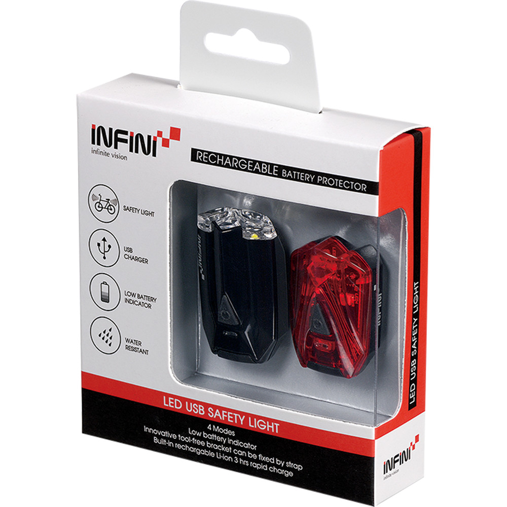ชุดไฟอินฟินี INFINI หน้า/หลังแบบชาร์จ USB รุ่น ลาวา LAVA-ไฟชุด