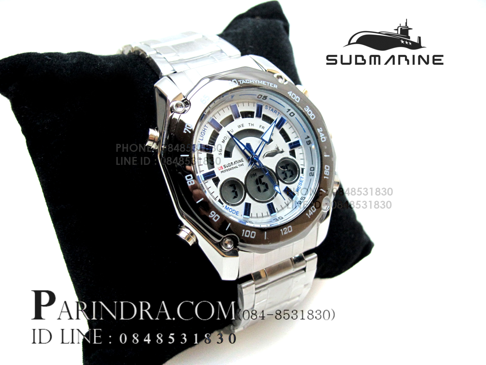 นาฬิกา US Submarine TA5224M หน้าปัดขาวเข็มน้ำเงิน