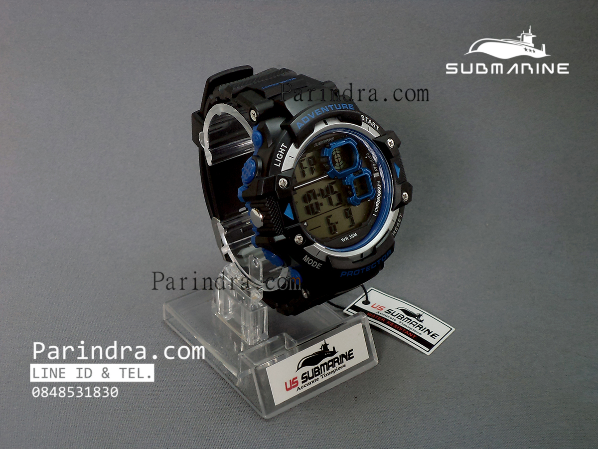 นาฬิกา US submarine TP1334M สีดำขอบน้ำเงินพื้นหลังเทา