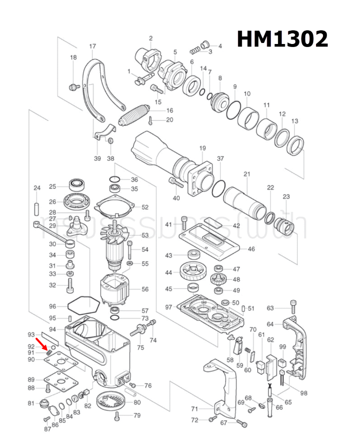 สปริง 4 สกัดไฟฟ้า Makita มากีต้า HM1302 Pn.233132-0 (แท้) ##