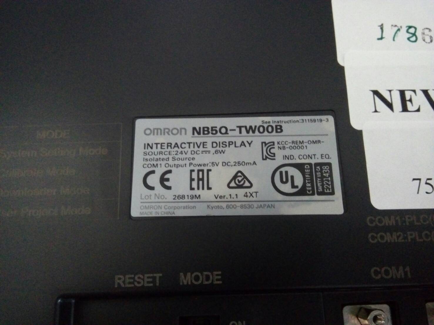 NB5Q-TW00B LCD TOUCH SCREEN “ OMRON ”