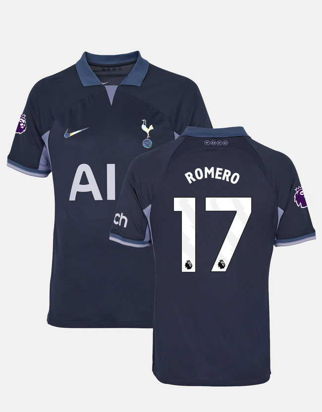 เสื้อทอตนัมฮอตสเปอร์ 2023 2024 ทีมเยือน ROMERO 17 อาร์มพรีเมียร์ลีกของแท้