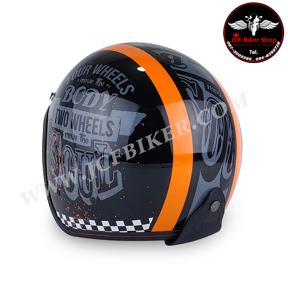 หมวกกันน็อค Real Vintage I Two Wheels ดำ-ส้ม