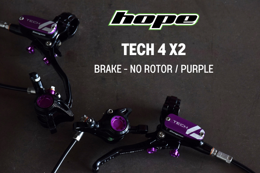 ชุดดิสเบรคหน้า-หลัง HOPE TECH 4 X2 NO-ROTOR DISC BRAKE SET (front+rear) "Our hard hitting downhill brake"