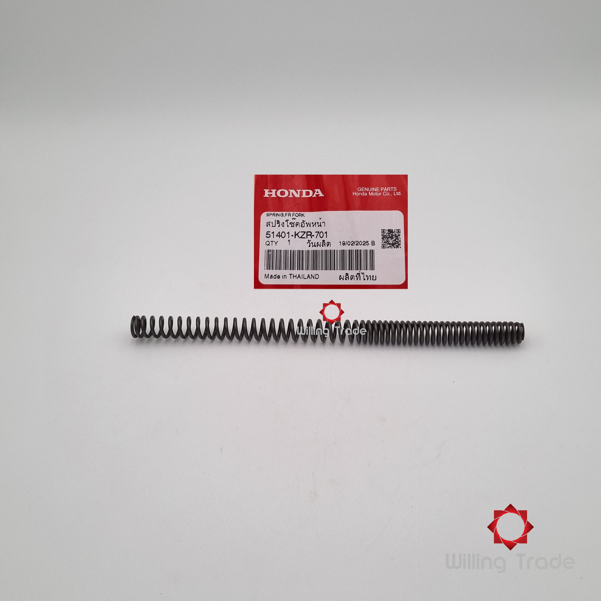 สปริงโช๊คอัพหน้า (WY065) HONDA: (51401-KZR-701) CLICK 125I 2012-14 ... แพ๊คละ 1 ชิ้น... [แท้ศูนย์ 100%] ... กลุ่มอะไหล่โช๊คอัพหน้า ... SPRING, FR. FORK