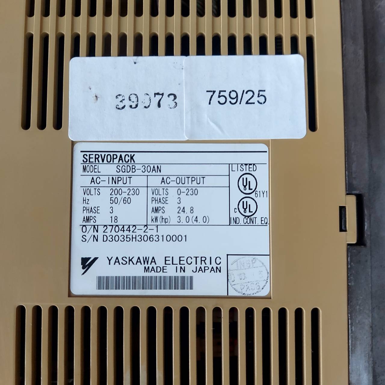 SGDB-30AN SERVO DRIVE " YASKAWA "