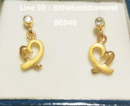 BE040 ต่างหูเล็ก น่ารักๆๆ ดีไซน์รูปหัวใจ ชุปทองแบบด้าน และ เงาๆ เก๋สุดๆ ใส่ติดหูได้เลย เพชรCZ