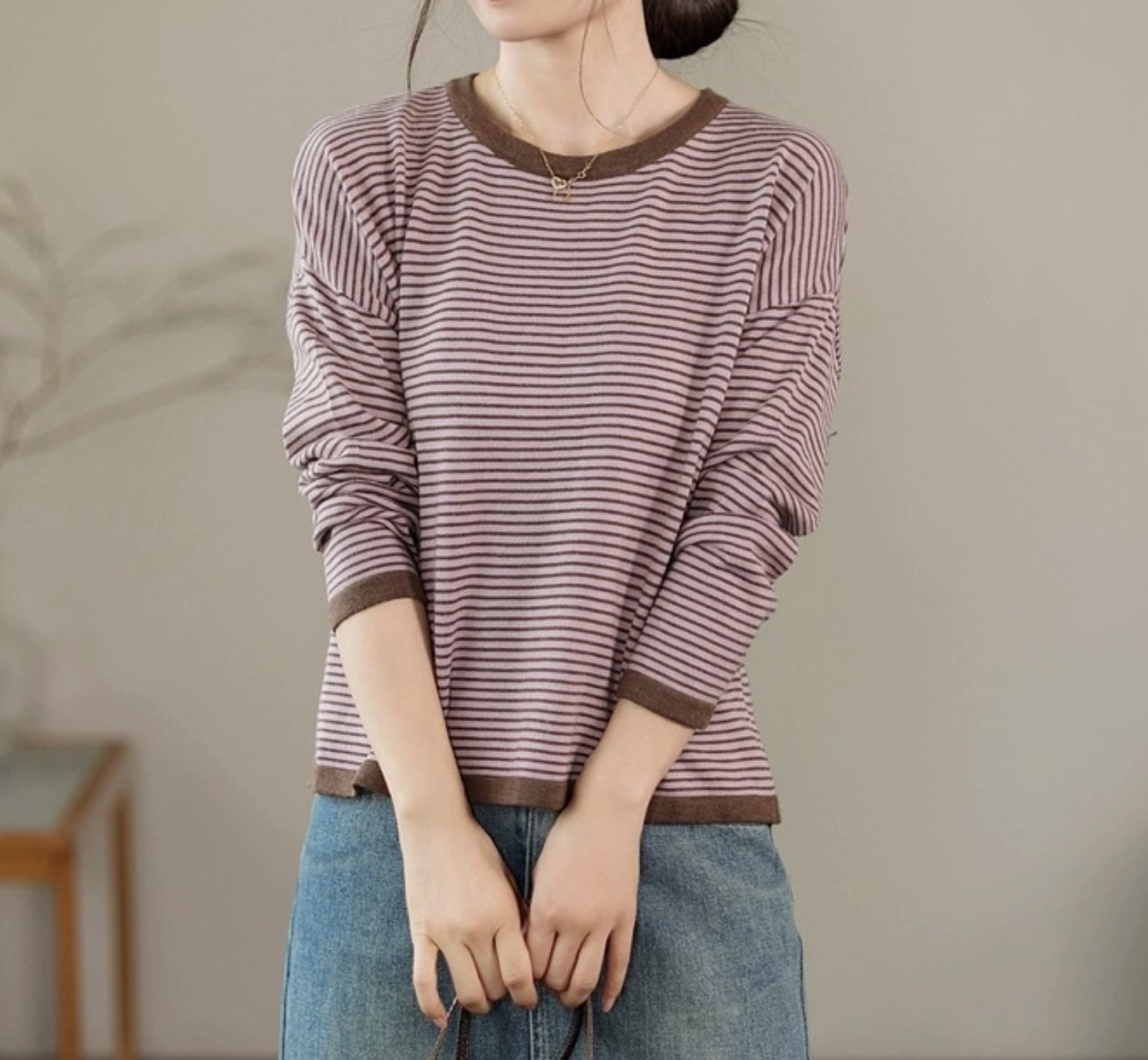 เสื้อยืดไหมพรมลายทาง