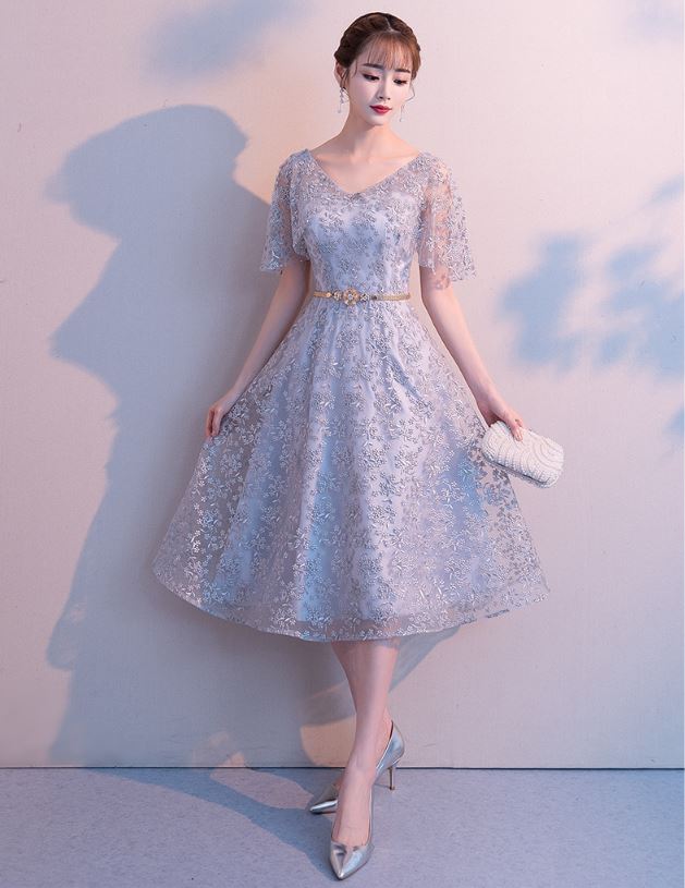 Pro-order เดรสสวย ถ่ายพรีเวดดิ้ง สวยหวาน ลูกไม้ (ซิปหลัง)