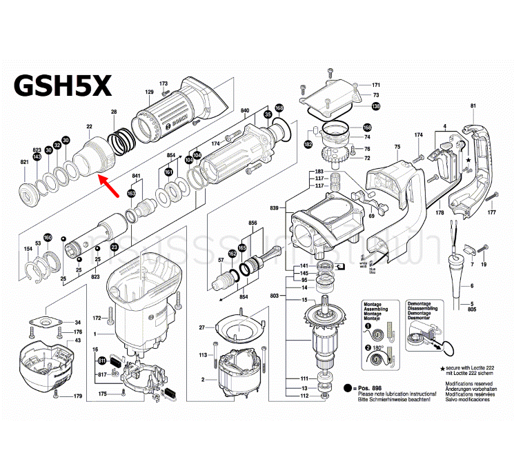 ยางกันฝุ่น เครื่องสกัดคอนกรีต Bosch บอช GSH5X [#22] GSH500 Pn.1619P08758 (แท้)##