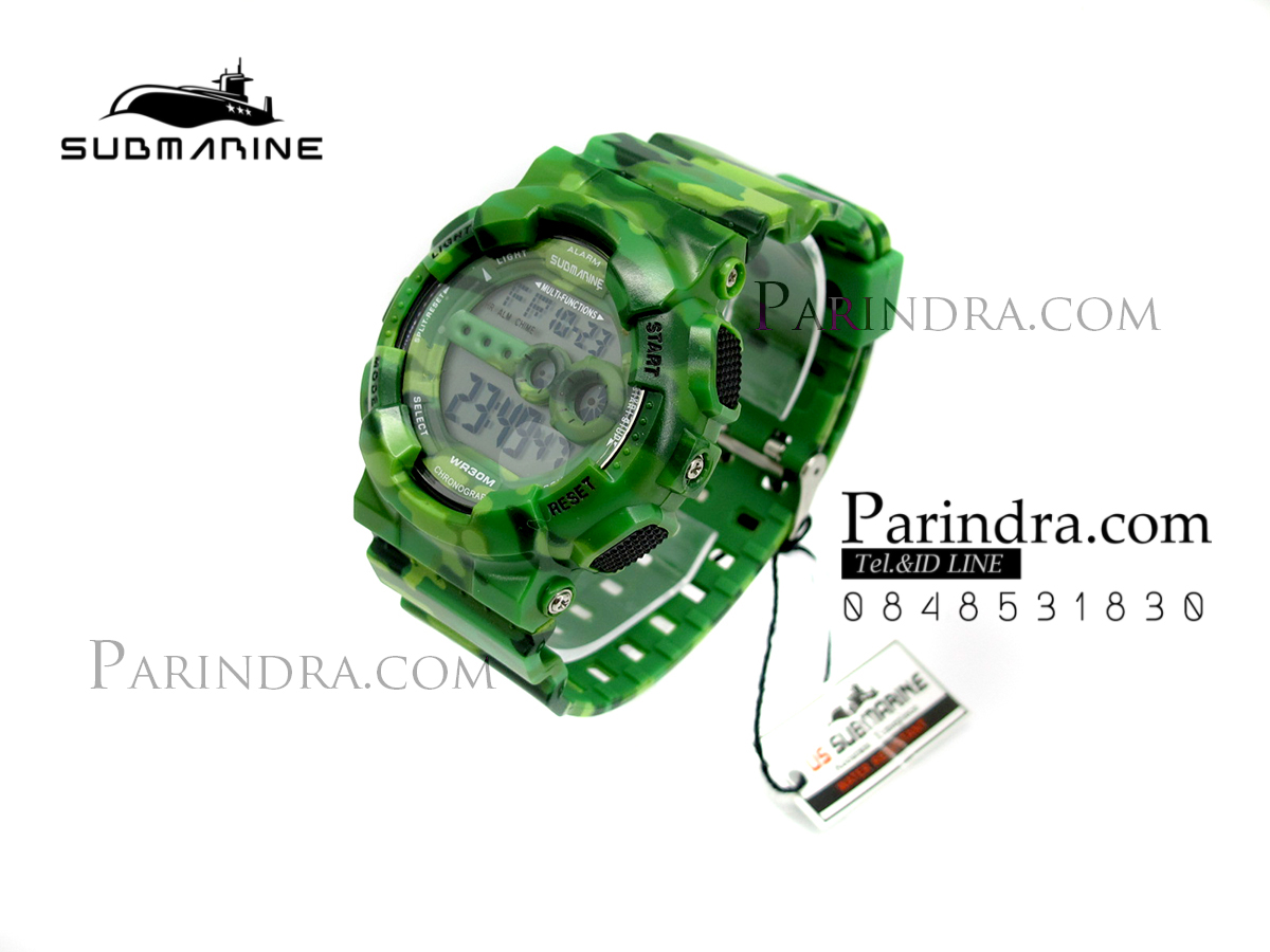 นาฬิกา US submarine รุ่น TP1340M (Military) สีลายพรางทหารสีเขียว หน้าปัดพื้นเทา