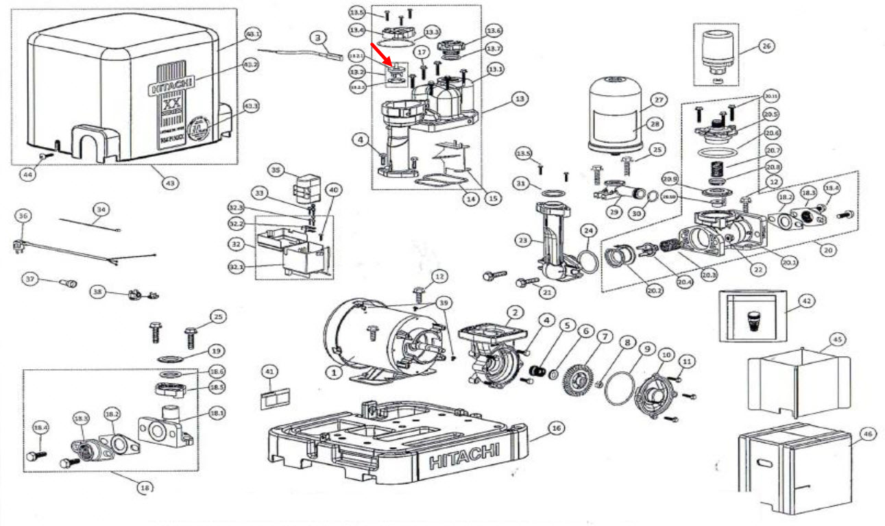 #B24 วาล์ว ทองเหลือง ปั้มน้ำ ฮิตาชิ Pn.3PAZ06953A (แท้)