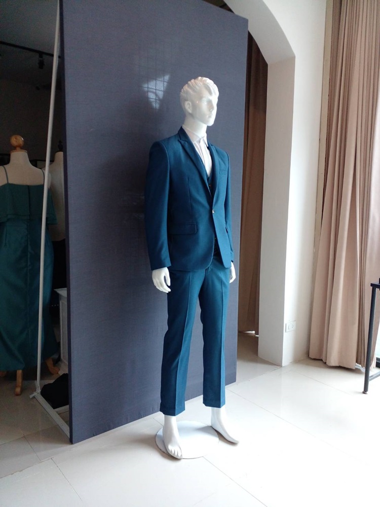 พร้อมเช่า ชุดสูทชาย สีฟ้าน้ำทะเล (พร้อมเสื้อกั๊ก)