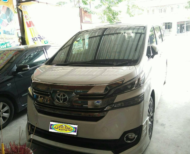 ผ้ายางกระดุมปูพื้นรถยนต์ Toyota Vellfire 2016 กระดุมสีเทาขอบเทา