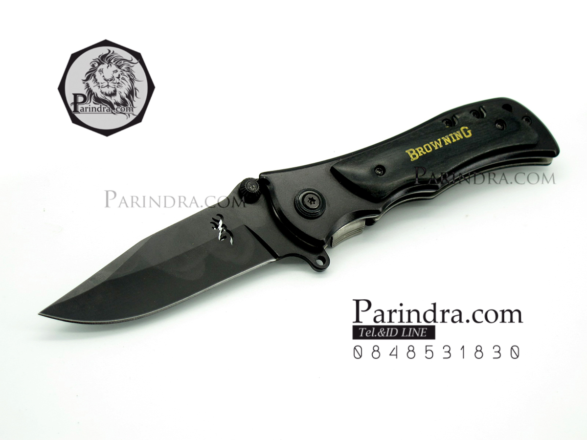มีดพับสำหรับพกพาขนาดกลาง Browning ดำล้วน ด้ามไม้ดำ (OEM)