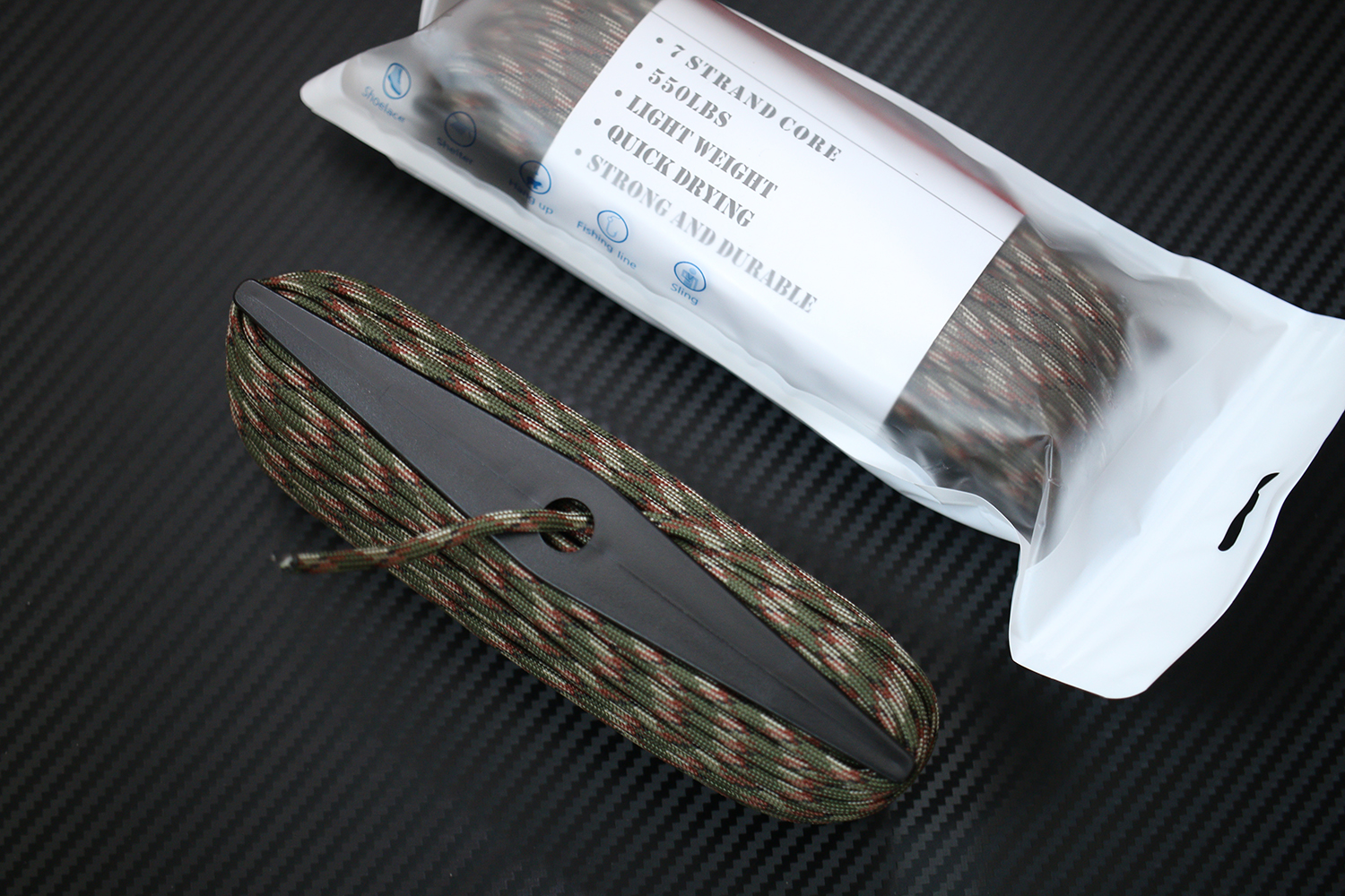 เชือกพาราคอร์ด PARACORD 550 คุณภาพสูง # ARMY GREEN CAMO ใช้ได้งานได้เอนกประสงค์