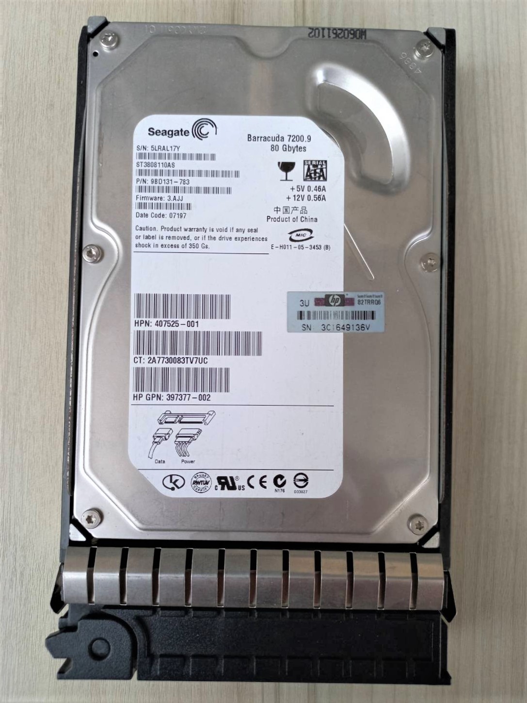 349237-B21 407525-001 HP 80GB 1.5G 7.2K 3.5 SATA.