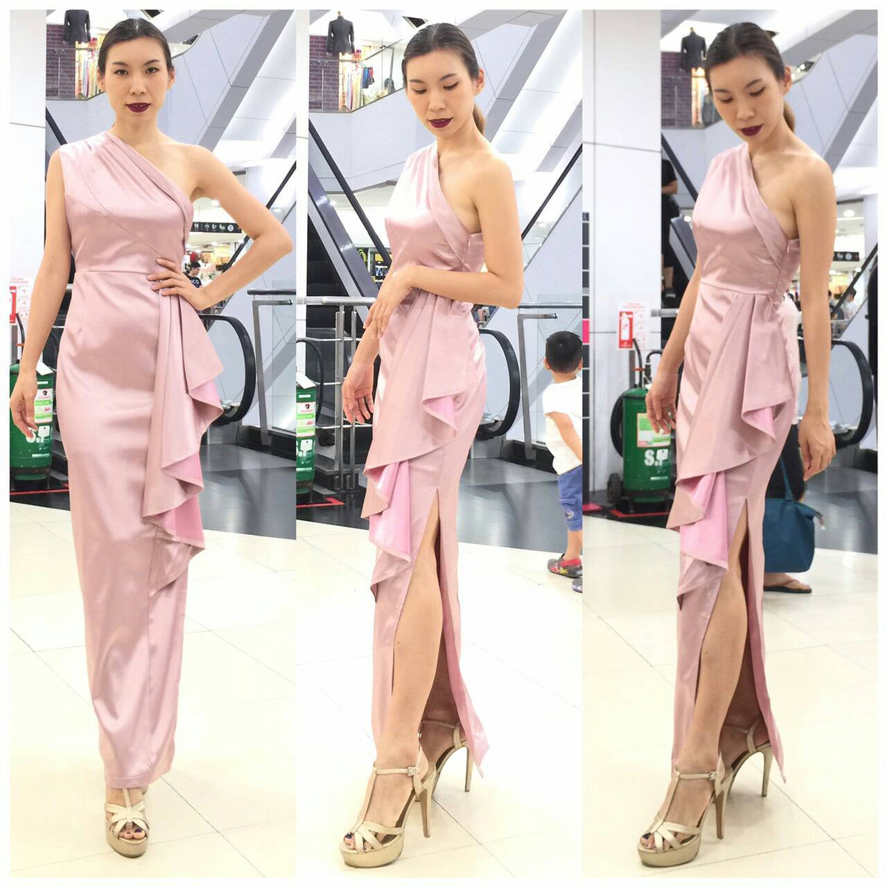ชุดเพื่อนเจ้าสาว ชุดราตรียาว Lilac - One-shoulder top & side-ruffle skirt
