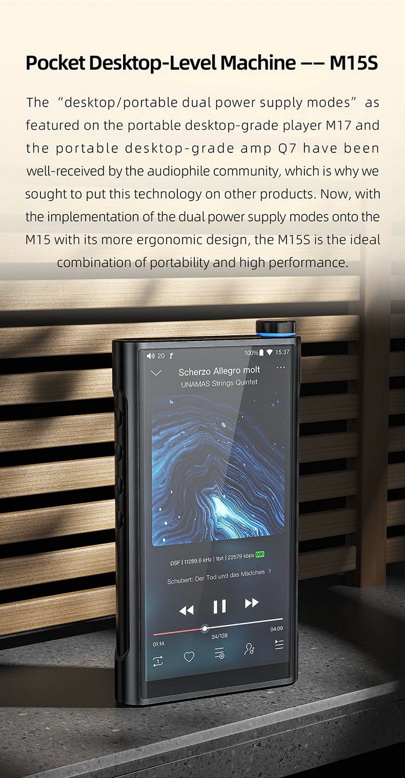 FiiO M15S DAP พกพาและตั้งโต๊ะ 2in1 ครบจบในตัวเดียว รองรับ Dual Hi-Res ประกันศูนย์ไทย
