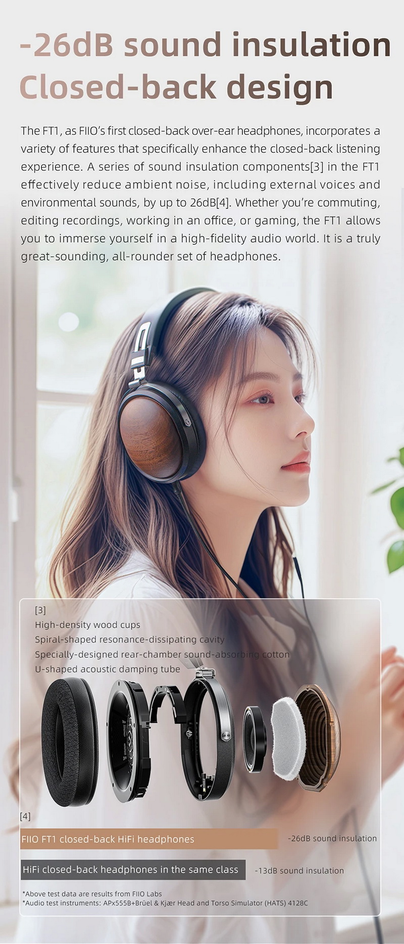 FiiO FT1 หูฟัง Headphones ไดรเวอร์ไดนามิก 60มม. ฝาครอบหูฟังไม้วอลนัทอเมริกัน ประกันศูนย์ไทย