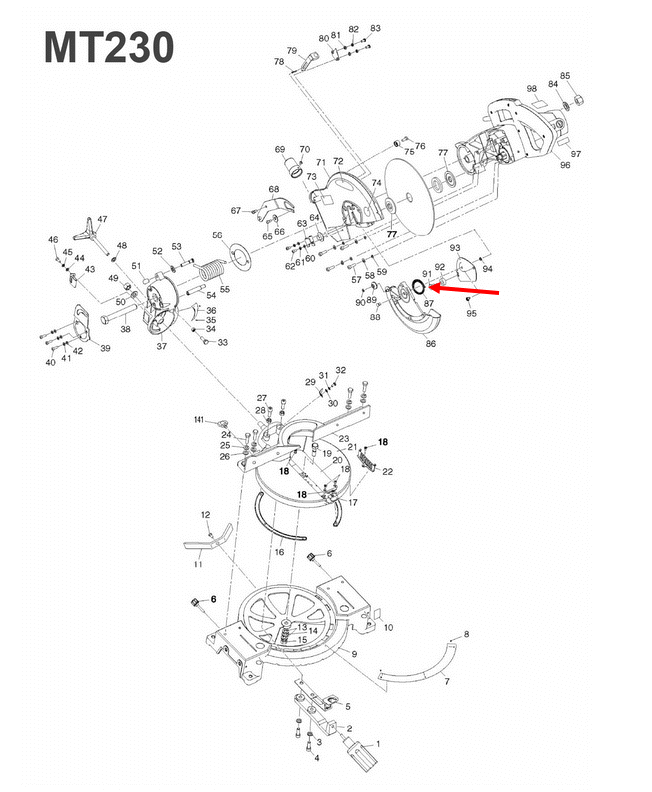 สปริง ชุบแข็งพิเศษ แท่นตัดปรับองศา Maktec, Makita MT230 [#87], M2300, M2300B [#42] Pn.23000073 (แท้) ##